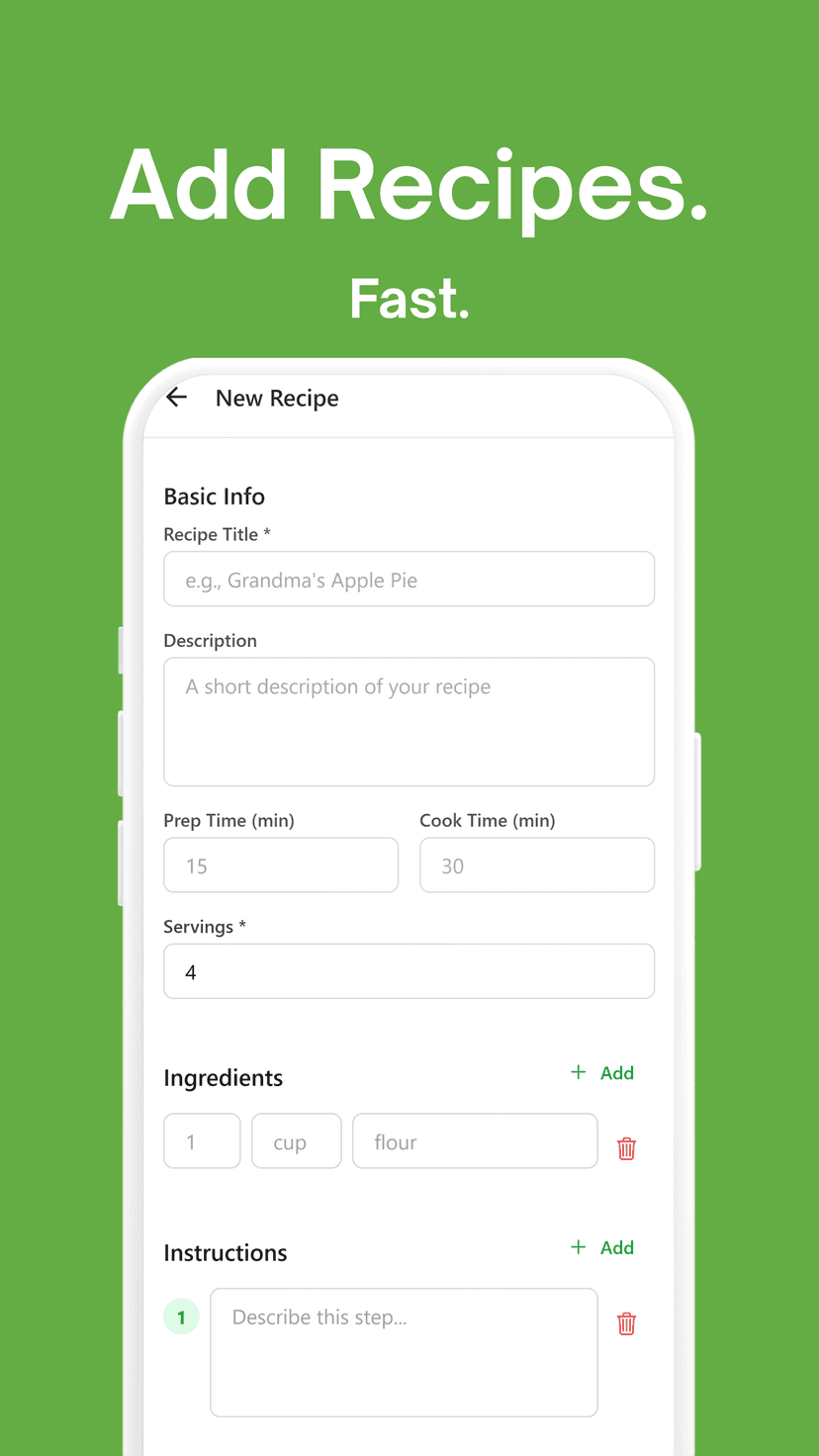 KitchenSync — Adding a recipe